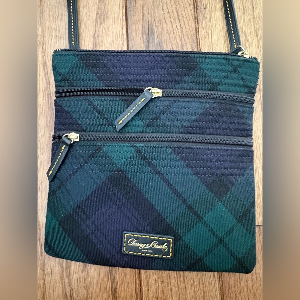 Dooney & Bourke Green and Blue Plaid Crossbody